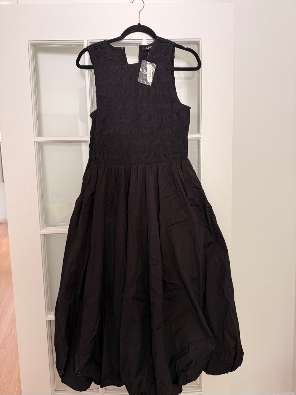 Madewell Black Smocked Midi Dress